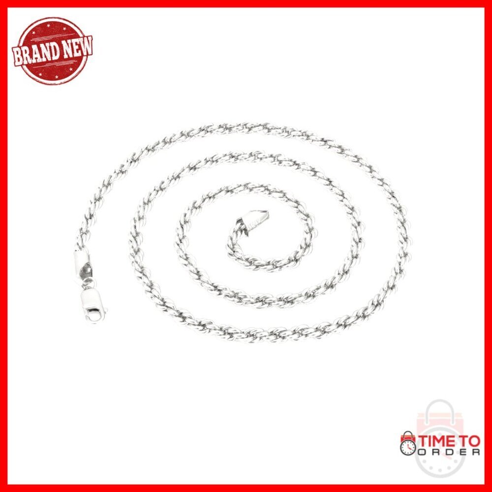 925 Sterling Silver Rope Chain Lobster Clasp Necklace 16-30 Inches